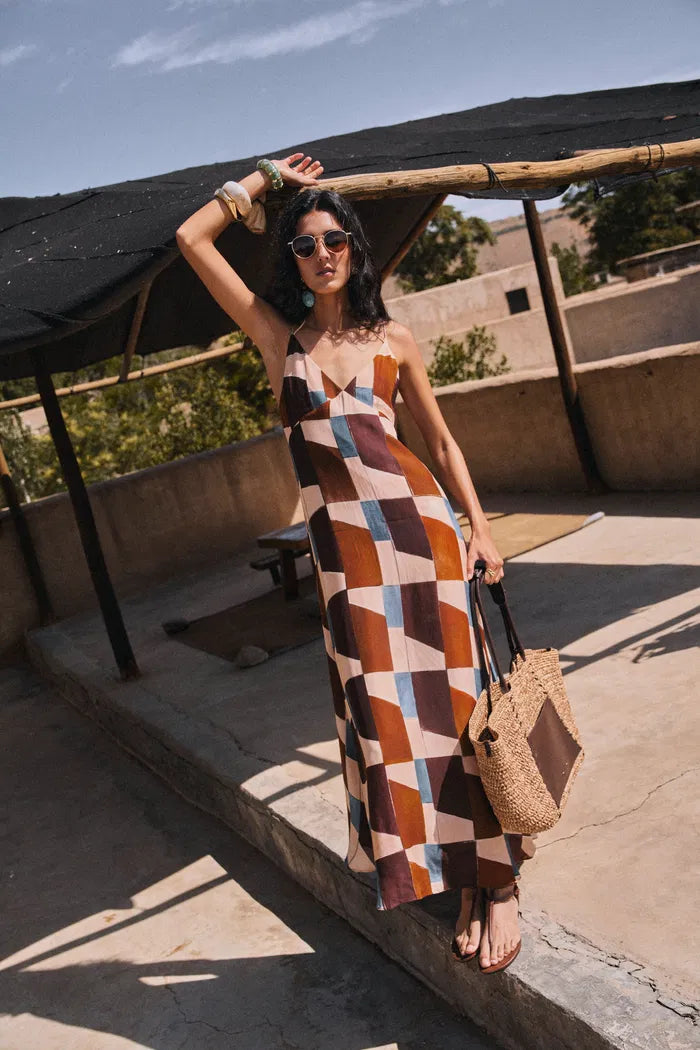 colorful halter dresses Blue Tropical Floral Cotton Maxi Dress - Halter Dresses