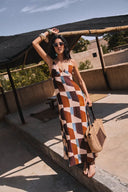 Janise Riad Print Halter Dress in Light Crinkle Gauze