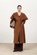 Eliza Cape Style Belted Wool Coat in Double-Face Merino-Cashmere