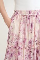 Mia Hand Painted Flora Skirt in Silk-Cotton