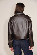 Levante Brushed Faux Leather Crop Biker Jacket in Faux leather