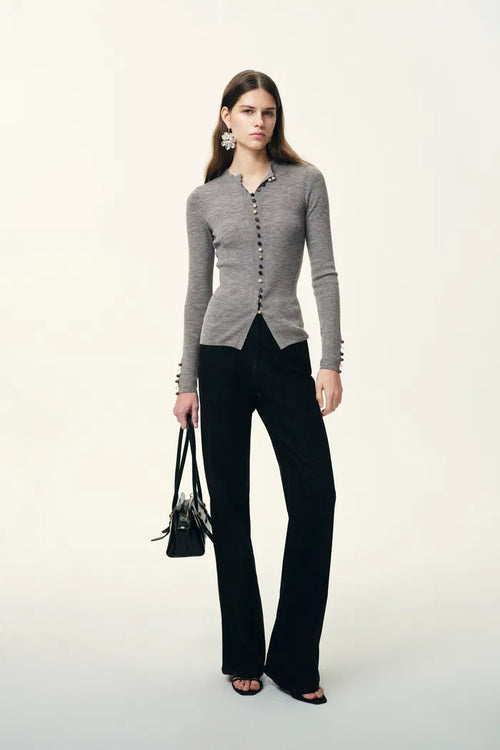 Kaia Slim Fitted Top in Dense Rib Knit