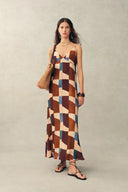 Janise Riad Print Halter Dress in Light Crinkle Gauze