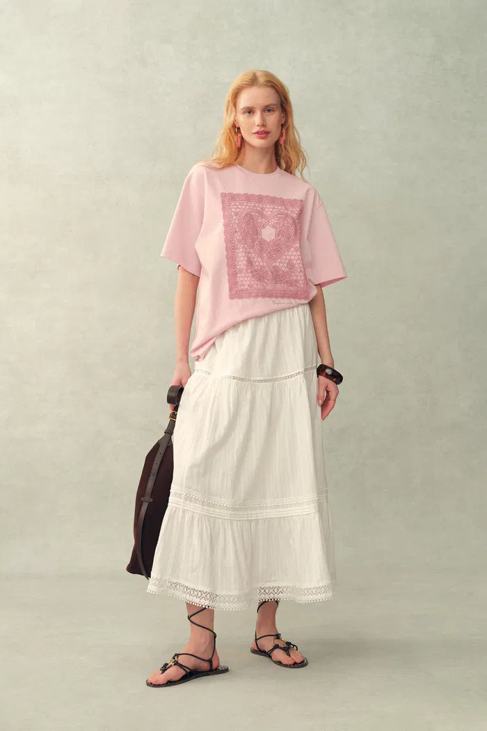 Tina Heart Embroidered Patch T-Shirt in Premium Jersey Cotton