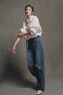Jeans Skylar con Cinturón y Degradado Texturizado en Denim Jacquard de Algodón