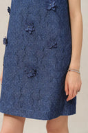 Lila Textured Sleeveless Short Dress in Imported Korean Metallic Lace