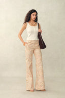 Top Smanicato Kari con Colletto Henley in Maglia a Intreccio Aperto
