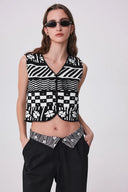 Lana Jacquard-Weste aus Baumwoll-Viskose-Misch-Strick