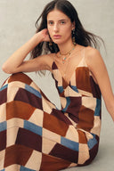 Janise Riad Print Neckholderkleid aus leichtem Crinkle-Gaze