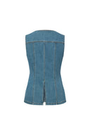 Selena Sleeveless Vest Top in Technical Lyocell Denim