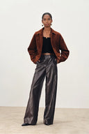 Nellie Elasticated Waist Wide Leg Trousers in Protein Leather