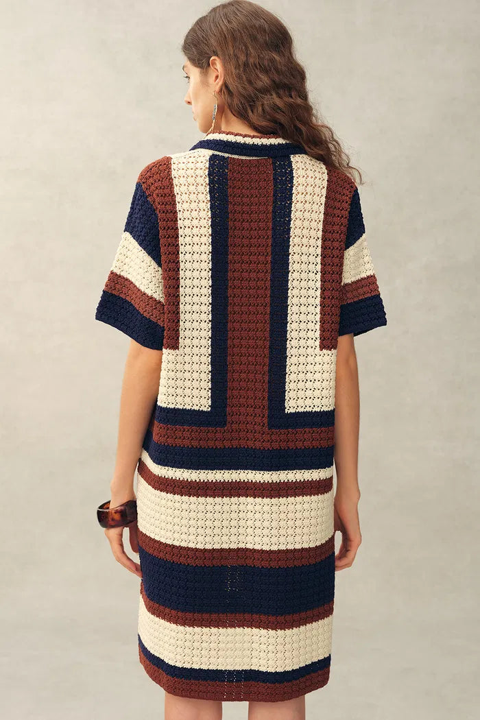 Louise Short-Sleeve Crochet Dress in Cotton-Linen Knit – fbrq.com Louise Short-Sleeve Crochet Dress in Cotton-Linen Knit – fbrq.com