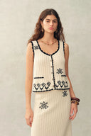 Rania Hand Crochet Embroidery Sleeveless Top and Skirt Set in Cotton Yarn