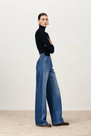 Behun Deconstructed Colorblock Jeans in Cotton Denim