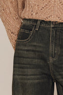 Courtney Jeans mit kontrastierenden Nähten, gewaschen, Machete-Schnitt aus Baumwoll-Denim