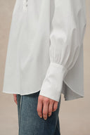 Blusa Lila con cuello alto en Tencel y algodón