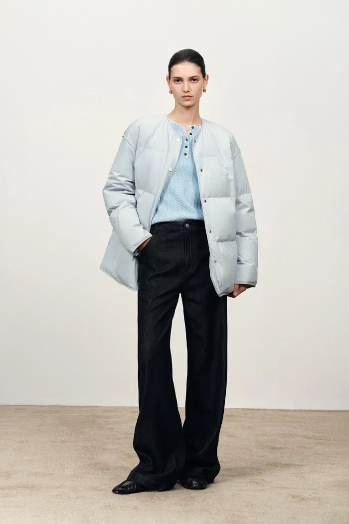 Dove Collarless Quilted Down Jacket in High Density Down Proof