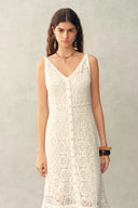 Louise Faux Crochet Cover Up Sleeveless Dress in Cotton Yarn Blend