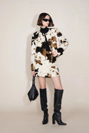 Mane Cow Print Mini Skirt in Faux Horse Fur