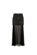 Riddle Denim and Semi Transparent Skirt Set in Thin Denim