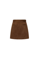Clara Midi Rok in Premium Kunstsuède - Dieper Khaki