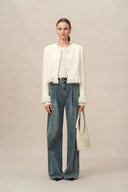 Violette Handcrafted Fringe Tweed Jacket in Wool-Lurex