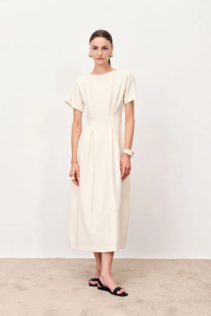 Ebba Boat Neck Dress in Merino Wool Blend