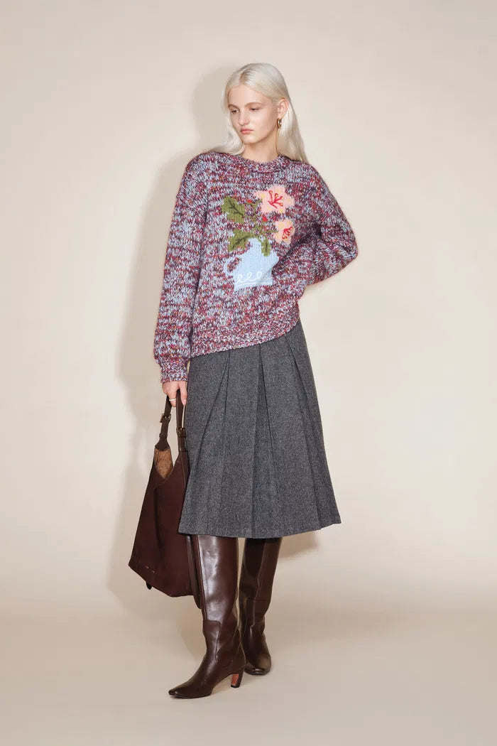 Fjord Hand Embroidered Floral Sweater in Multi Yarn Merino Wool