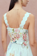 Vestido con Tirantes y Bordado Xena Watercolor Flora en Seda-Lino