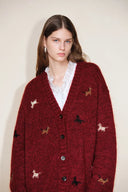 Cardigan Erica à col en V avec poney perlé en maille mélange laine mohair