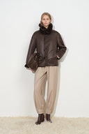 Hazel Black Reversible Shearling Jacket in 100% Wool Pile
