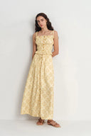 Lalia Flora Top and Maxi Skirt Matching Set in Linen Blend