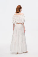 Luise Off-Shoulder Puff Sleeve Top in Silk Cotton