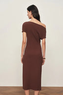 Hazel Asymmetric One Shoulder Dress in Cotton Blend