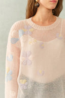 Camille Bloemen Doorzichtige Trui in Wol Mohair Mix Gebreid