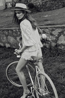 Nina's Openwork Embroidery Blouse in Cotton Jacquard