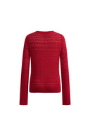 Vila Openwork Textured Lace-Trim V-Neck Knit Cardigan In Fine Cotton Yarn