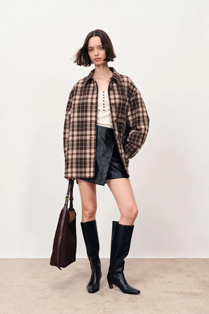 Arlene Oversized Checkered Jacket in Merino Wool