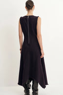 Vestido Sin Mangas Mooneye con Dobladillo Irregular en Denim de Algodón