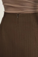 Jeanet Adjustable Tie Asymmetric Midi Skirt in Cotton Herringbone