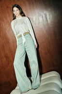 Hadrian Studded Wide Leg Jeans in Cotton Denim