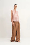 Blusa senza maniche stampata Gracia in georgette di crepe
