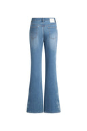 Kari Burnout High Waist Flared Jeans in Stretch Cotton