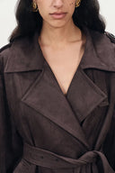 Nellie Großer Revers Kurztrenchcoat aus Kunstwildleder