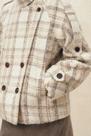 Fleur Textured Plaid Cropped Coat in Wool Blend