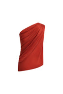 Completo Aurora con top monospalla drappeggiato e gonna