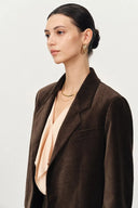 Geraldine Single Button Crop Blazer in Cotton Velvet