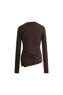 Conjunto Ava de Top Plisado de Manga Larga y Falda de Acetato en Punto de Tencel y Merino