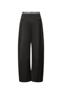 Pantalon Bay Imprimé Jambe Tonneau en Mélange Coton