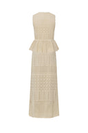 Grazia Sleeveless Ruffled Hem Top and Skirt Set in Linen Blend Knit